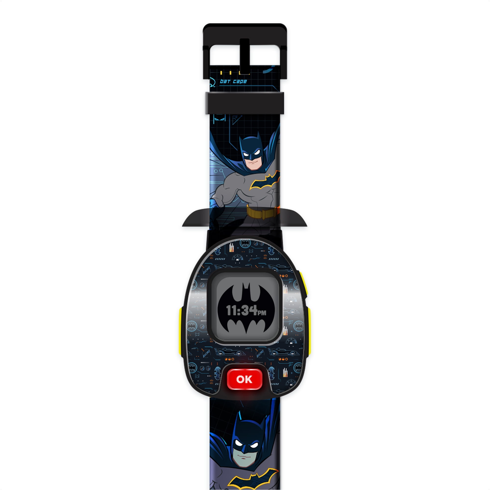 PlayZoom DC Comics Batman Kids Smartwatch with Games, Black Silicone Band