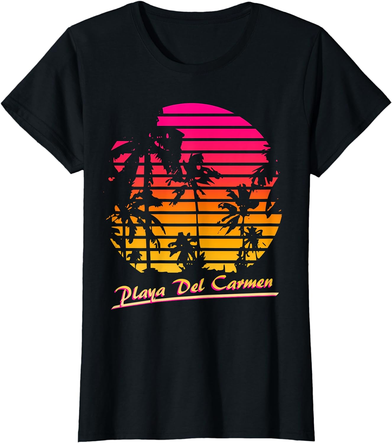 Playa Del Carmen Cool 80s Palm Trees Summer Sunset TShirt