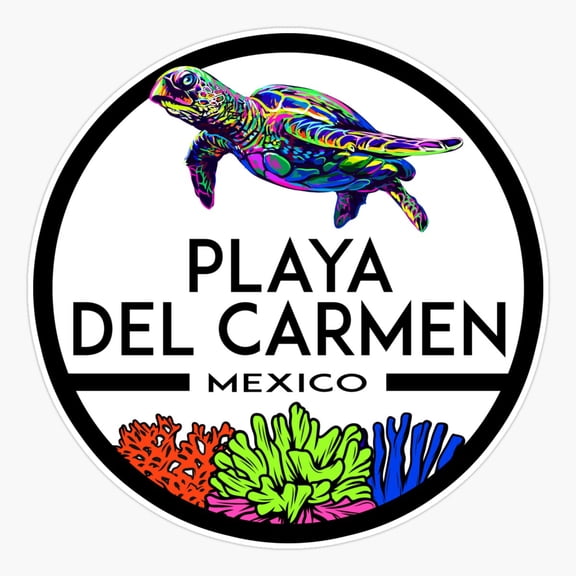 Playa Del Carmen Mexico Sea Turtle Ocean Art Sticker
