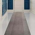 thumbnail image 1 of Playa Rug Checkered Border Non-slip Contemporary 26-inch Wide Runner Rug 22 Feet - Grey, 1 of 6