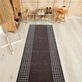 thumbnail image 1 of Playa Rug Checkered Border Non-slip Contemporary 26-inch Wide Runner Rug 30 Feet - Brown, 1 of 5