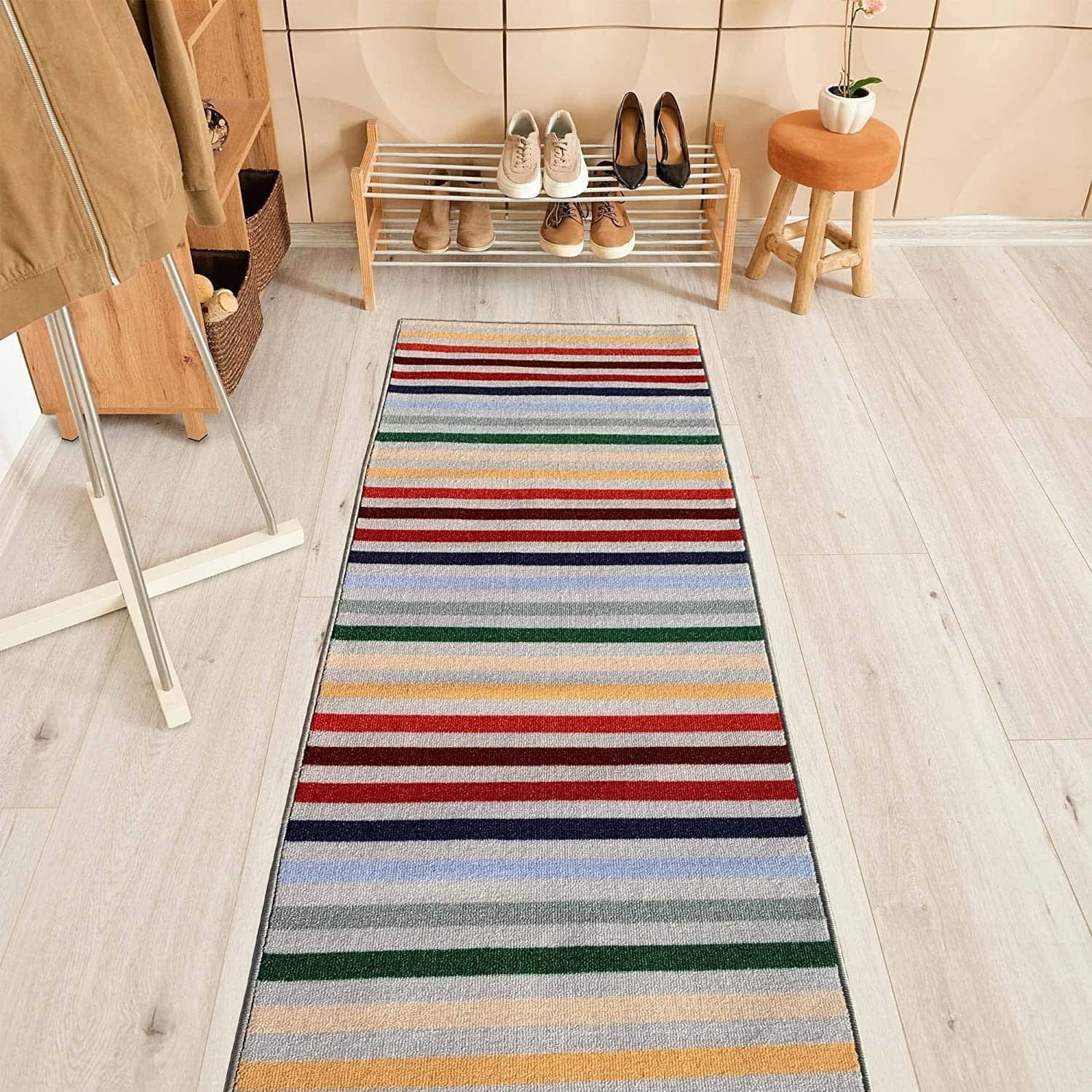 Playa Rug Custom Size 31 Inch Wide Kids Rainbow Non-Slip Hallway Runner ...