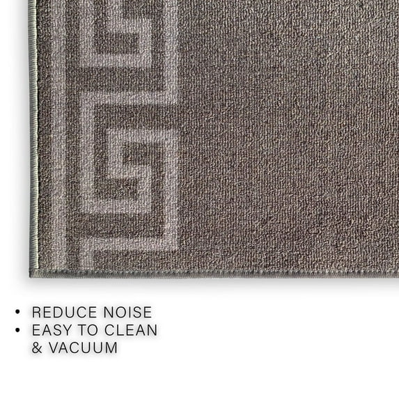 Playa Rug Custom Size Greek Key Design Gray ,Dark Gray Color Non-Slip Rubber Backing-26 Inch WidexYour Choice of Length Runner Rug 39 Feet - Gray