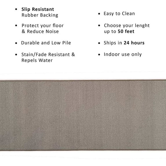 Playa Rug Custom Size Solid Design 26 Inch Wide Non-Slip Stair Runner Rug 11 Feet - Beige