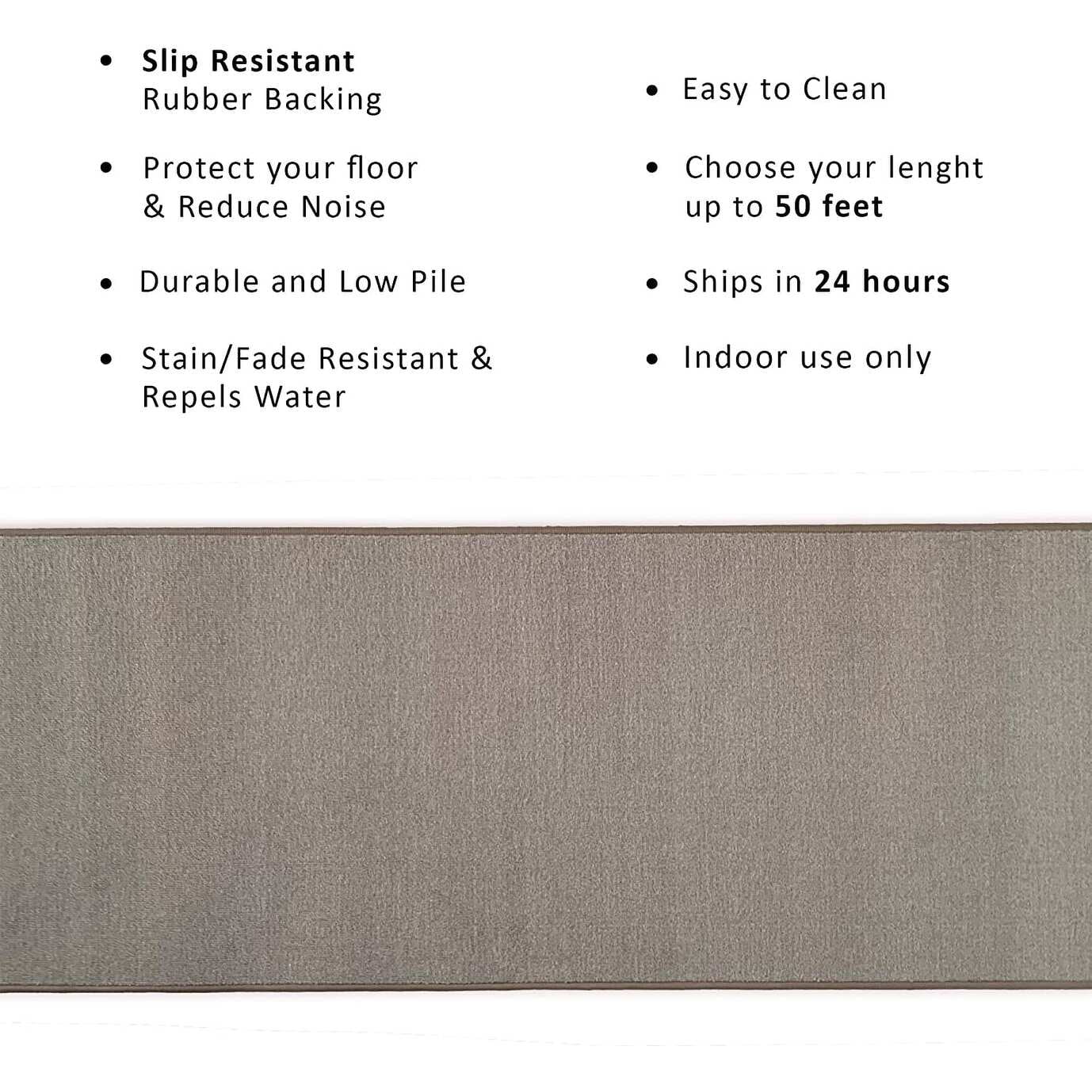 Playa Rug Custom Size Solid Design 31 Inch Wide Non-Slip Stair Runner Rug 3 Feet - Beige ...