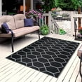 thumbnail image 1 of Playa Rug Reversible Indoor/Outdoor 100% Recycled Plastic Floor Mat/Rug - Weather, Water, Stain, Fade and UV Resistant - Miami- Black & Gray (5'x7'), 1 of 6