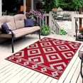 thumbnail image 1 of Playa Rug Reversible Indoor/Outdoor 100% Recycled Plastic Floor Mat/Rug - Weather, Water, Stain, Fade and UV Resistant - Milan- Red & White (8'x10'), 1 of 6