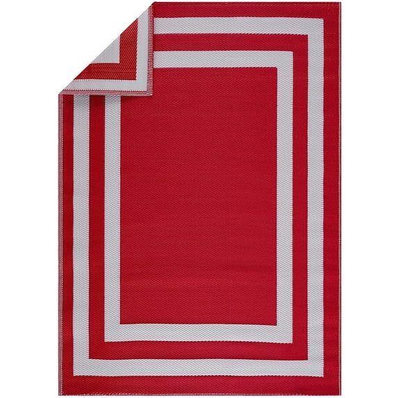 Playa Rug Paris Lightweight Reversible Recycled Plastic Outdoor Floor Mat/Rug Red&White 8'x10' 8' x 10'