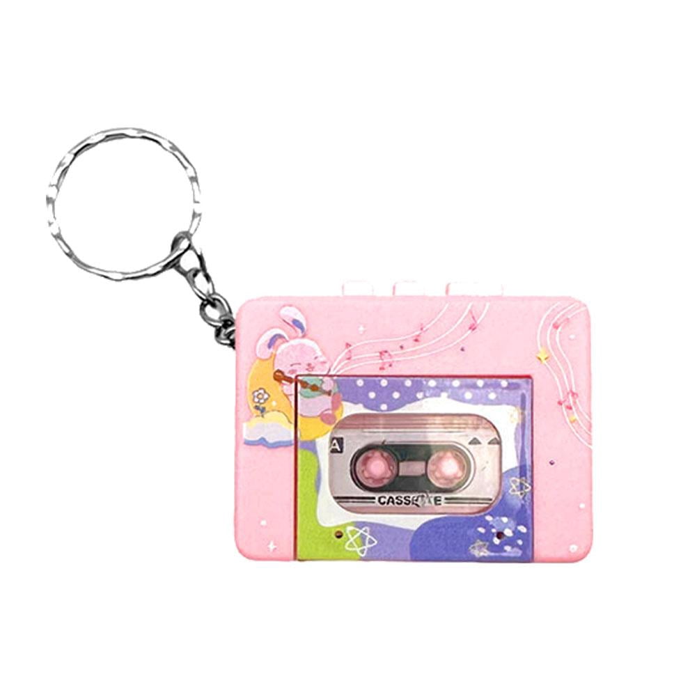 Playable Keychain Playable Mini Cassette Keychain with One-Touch Ejection, Removable Tape ...
