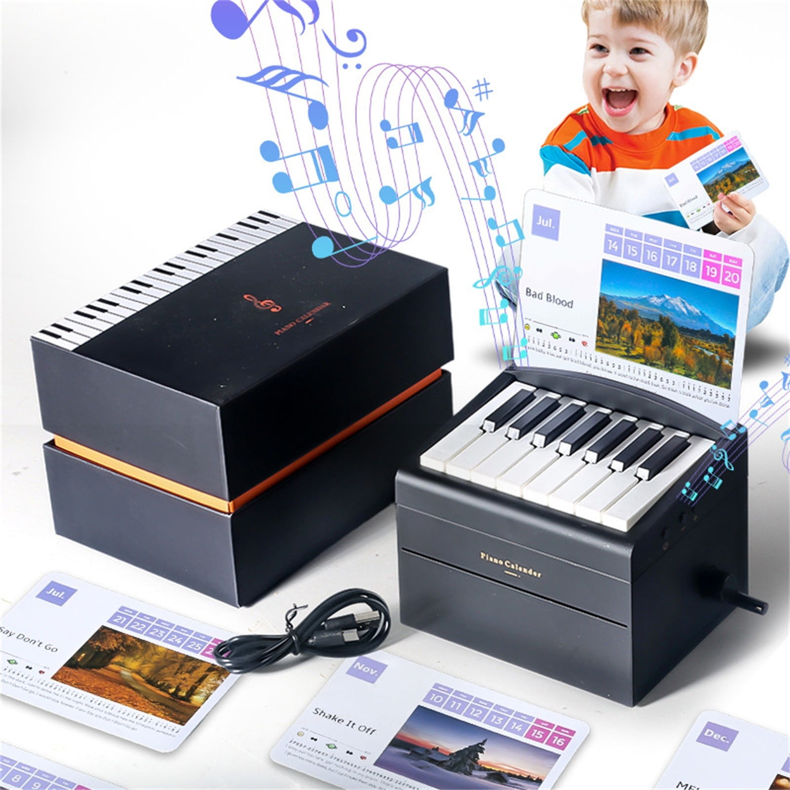 Playable Piano Calendar 2025 Desk Calender,Music Lyrics Mini Piano Included 52 Music Scores in