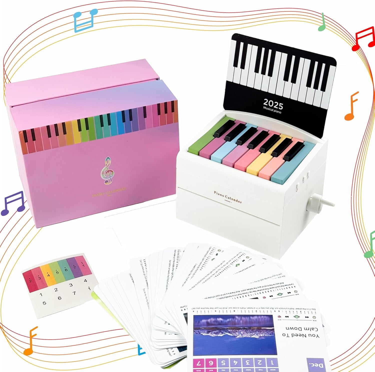 Playable Piano Calendar 2025 Desk Calender USB Rechargeable Music