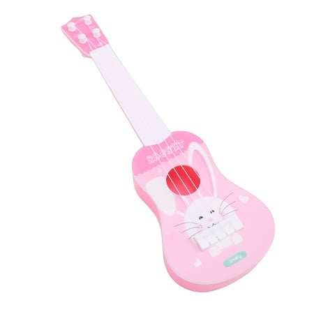 Playable Simulation Ukulele Guitar Educational Musical Instrument Toy for Kids Toddlers Pink 13.98 in / 35.5 cm