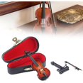 thumbnail image 1 of Playable Tiny Violin Figurine Model, The Worlds Smallest Miniature Musical Instrument Mini Wooden Violin Model, Dollhouse Accessory or Keychain Charm for Unique Dumb Stupid Gag Gifts(9in), 1 of 7