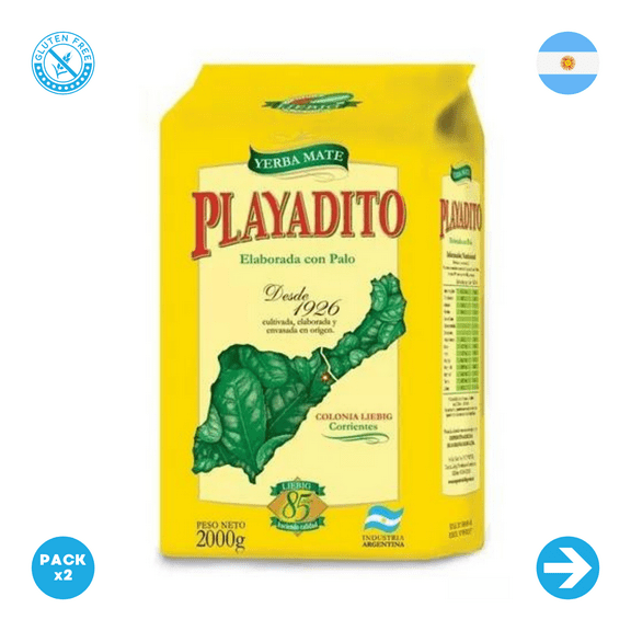 Playadito - Yerba Mate made with Stick - 2kg - 70.4oz - Pack 2 Units