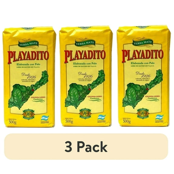 3 x Playadito - Yerba Mate Made With Stick - 500gr - 17.63oz