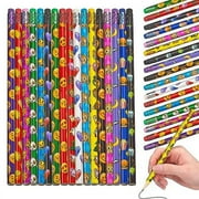 Playbees Emoticon Pencils - 36 Pack - Fun & Vibrant Writing Tools with Erasers - Assorted Emote Designs - Birthday Parties, Classroom Prizes, Goody Bag Stuffers, and Teachers Educational Supplies