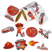 Playbees Firetruck Stickers - 2 Rolls - Kids' Party Favors, Game Prizes, Novelty Toys, Wall Decor, Scrapbooking, Girly Collections, Arts and Crafts