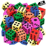 Playbees Foam Dice Set - 48 Pack - Classic Colors to Ignite Imaginations, Boost Math Skills, Perfect for Gifts and Parties