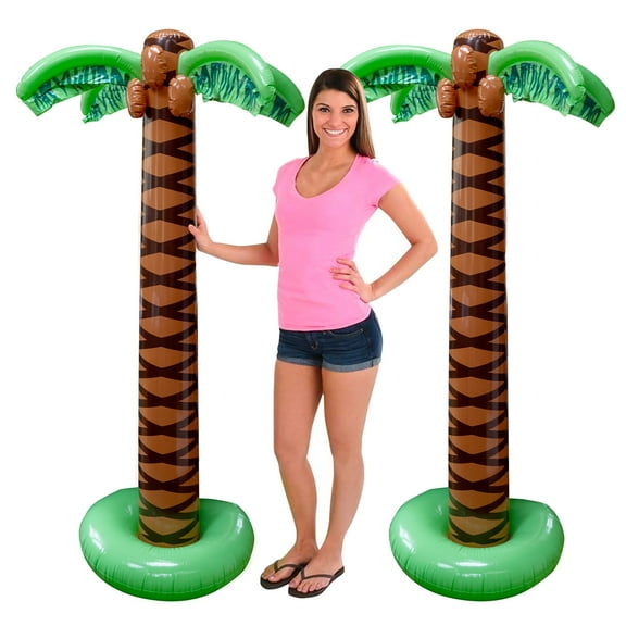 Playbees Giant Inflatable Palm Trees 6 Foot Super Sturdy Artificial Trees for Luau Parties, Beach Decor, Poolside Ambiance, Tropical Theme Decor & Outdoor Fun, Easy Inflation 2 Pack