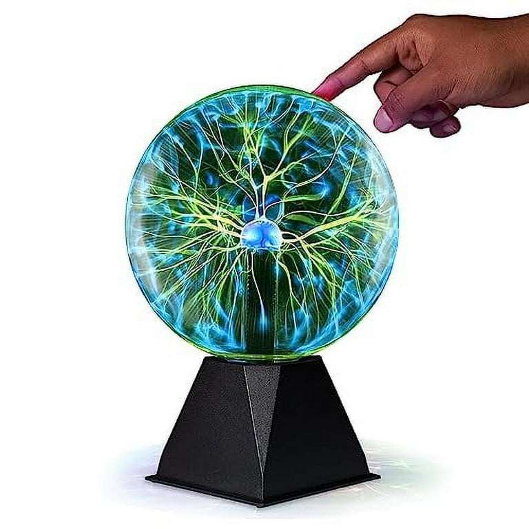 Playbees Green Plasma Ball 7 Inch Static Electricity in a Vacuum Pressurized Glass Globe Multicolor Nebula Thunder Lightning Plug in for
