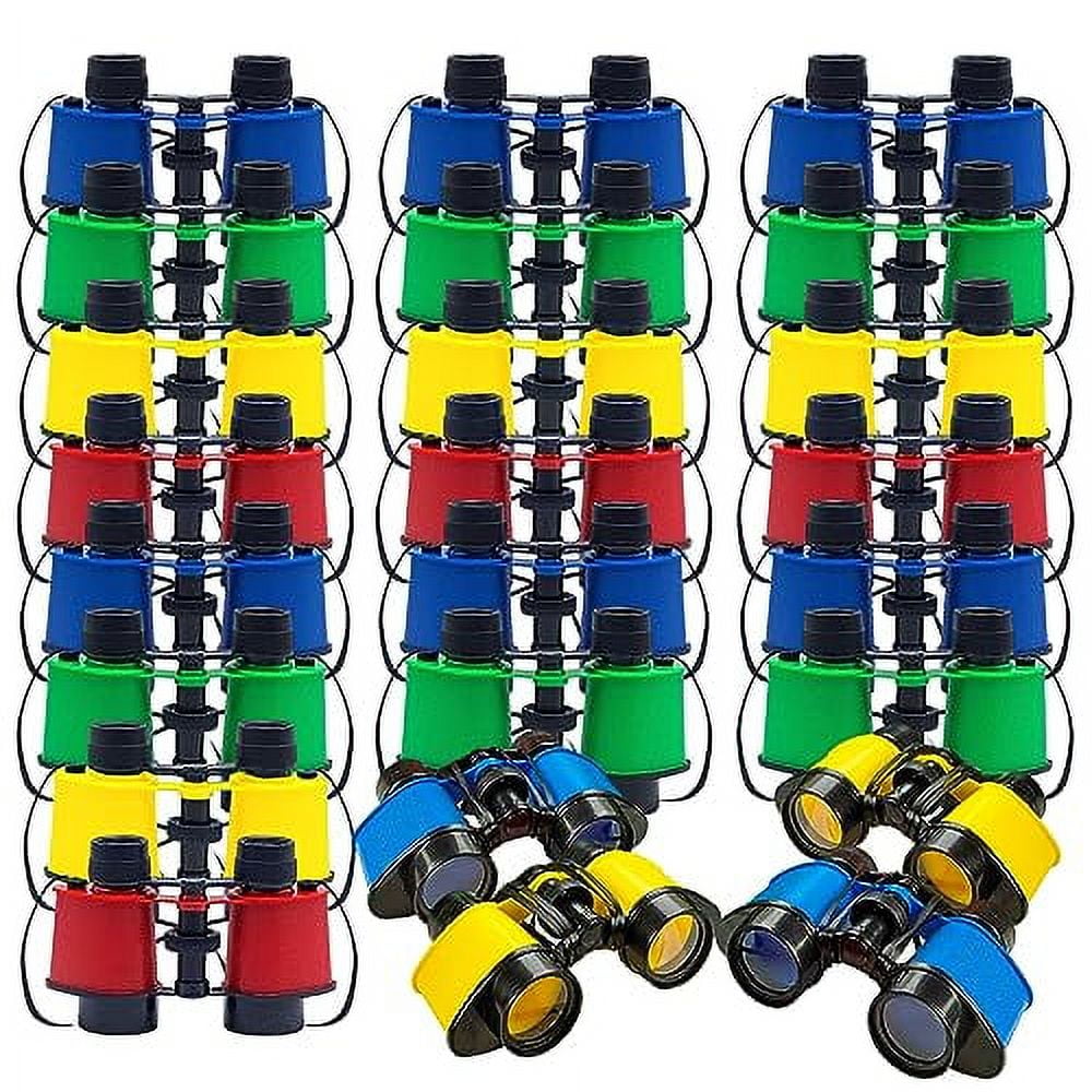 Playbees Kids Toy Binoculars with Neck Strap - 24 Pack - Premium Bird Watching & Safari Jungle Pretend Play Binocular Set - Safari Party Favors - Educational Learning Gifts for Children