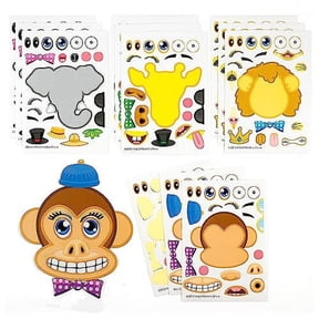 Playbees Make A Zoo Animal Stickers - 12 Pack - Zoo and Safari Themed Birthday Party Favors - Fun Craft Project for Children 3+ - Let Your Kids Get Creative & Design Animal Stickers