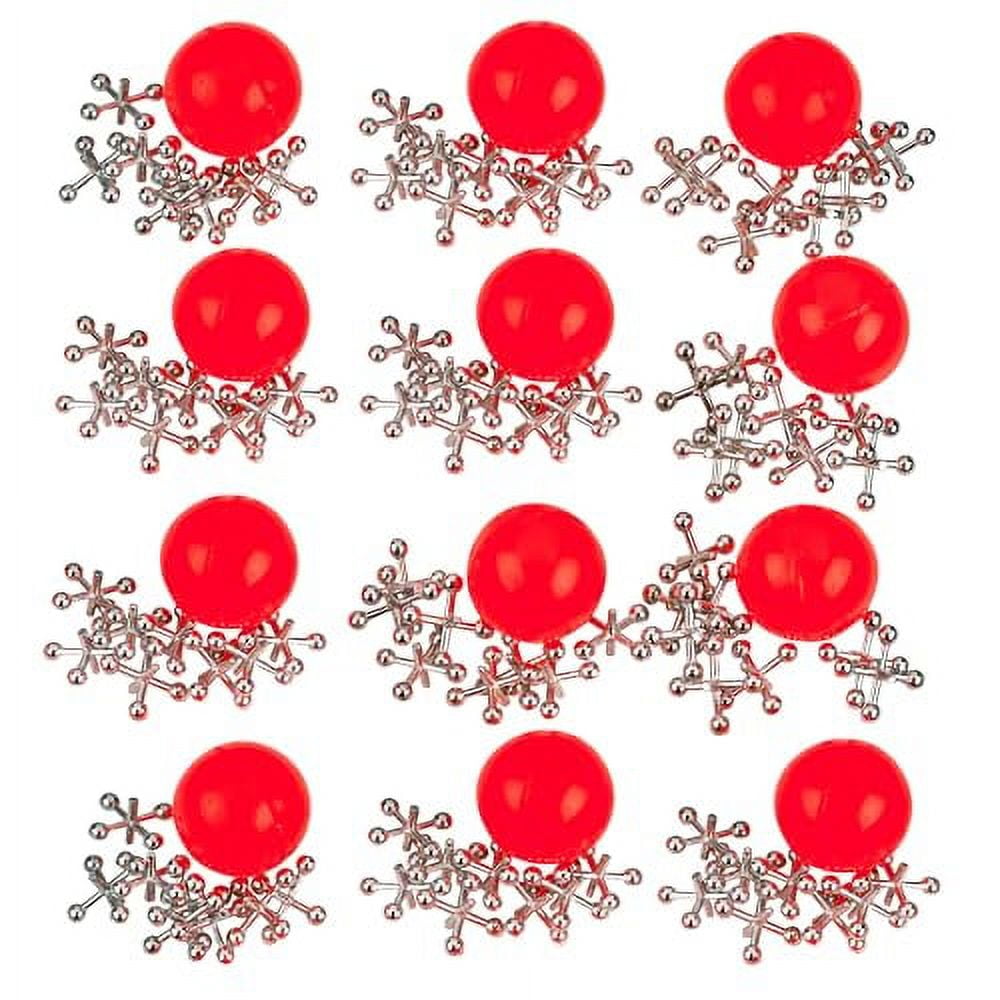 Playbees 12 Sets of Metallic Jacks and Bouncy Ball Game Retro Kids