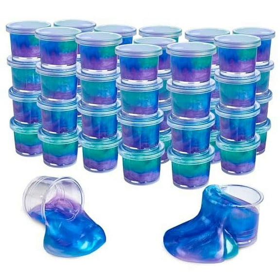 Playbees Mini Galaxy Slime - 48 Pack - Marbled Unicorn Slime Party Favors - Rainbow Colors for Sensory Fun, Stress Relief, Travel Sized, Classroom Prize, Activity Playset DIY, Ages 3+