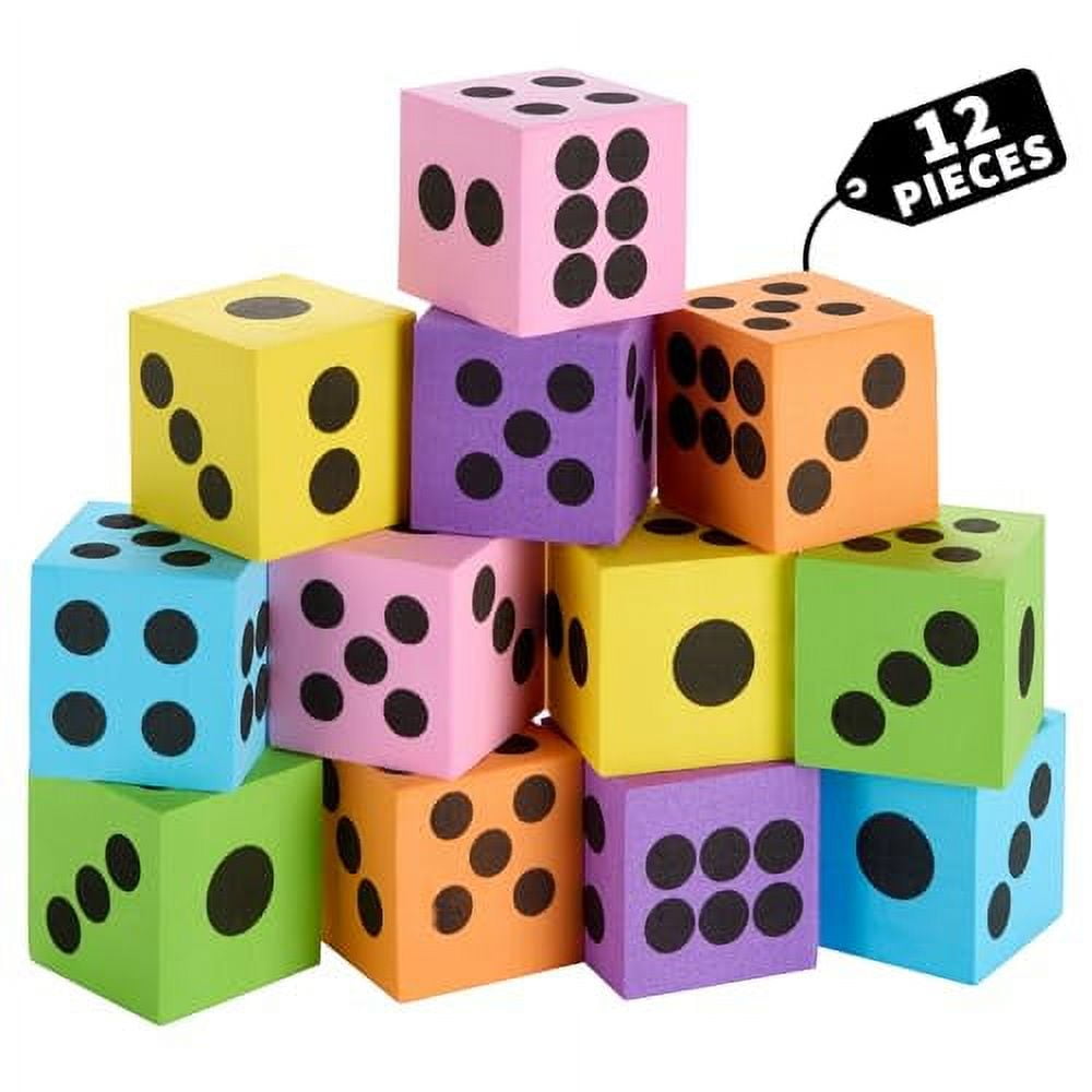 Playbees Neon Foam Dice Set - Ignite Imaginations, Boost Math Skills, Perfect for Gifts and Parties (12 Pack)