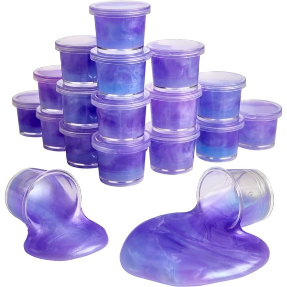 Playbees Purple Princess Slime - 24 Pack - Mini Slime Party Favors - Pink, Purple, and White Colors for Sensory Fun, Stress Relief, Travel Sized, Classroom Prize, Activity Playset DIY, Ages 3+