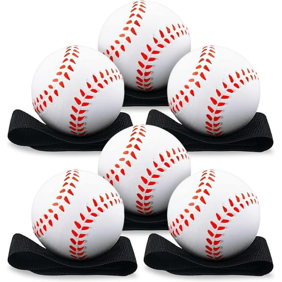 Playbees Reactive Practice Baseballs on Elastic Cord Perfect for Training, Fun Outdoor Activities for Spring Training, Fun Outdoor Activity for Kids, Boy or Girl, Party Favor (6 Pack)
