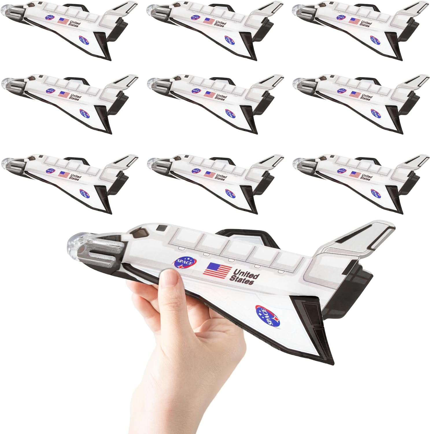 Playbees Space Shuttle Gliders - 24 Pack - Space Themed Party Favors & Birthday Supplies - Mini Ship Toys, Outer Space Decorations, Crafts, Games, Astronaut Shuttle Science Kits & Crafts for Kids