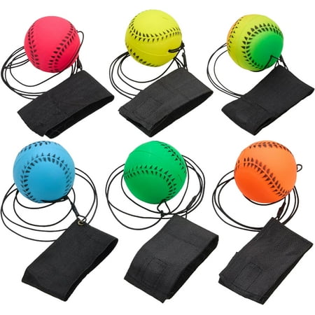 Playbees Wrist Baseballs Neon Reactive - 6 Pack - Practice Sports Balls for Fun Outdoor Activity for Kids - Spring Training, Party Favor, Baseball Season Gift, Sports Team Party Bag Filler
