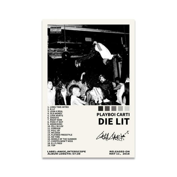 Playboi Carti Poster Die Lit Album Cover Posters for Room Aesthetic Music Wall Art Prints for Teen Bedroom, Dorm, Office Decor And Gift Ideas