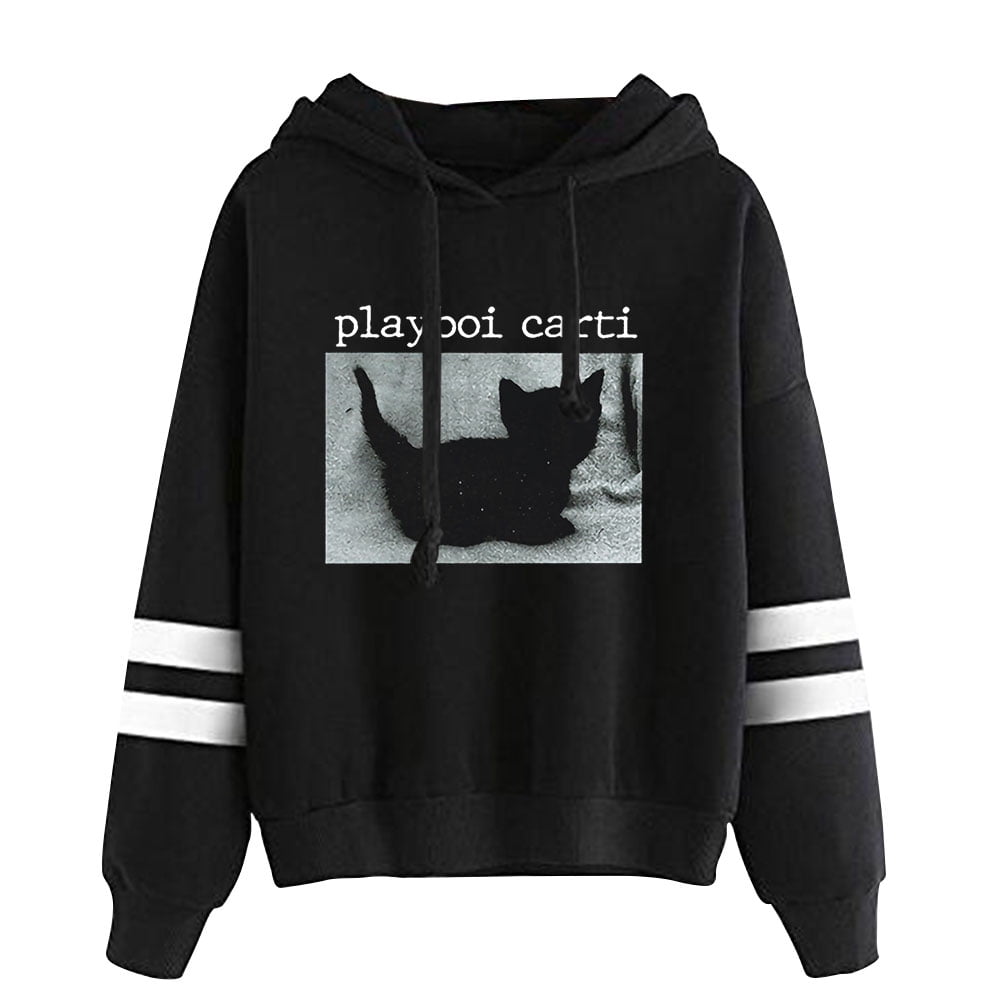 Playboi Carti black cat Hoodies Pocketless Parallel Bars Sleeve