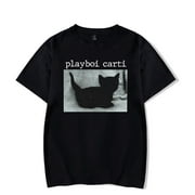 Playboi Carti black cat T-shirt Merch Men Short Sleeve Women Funny Tee Unisex Harajuku Tops