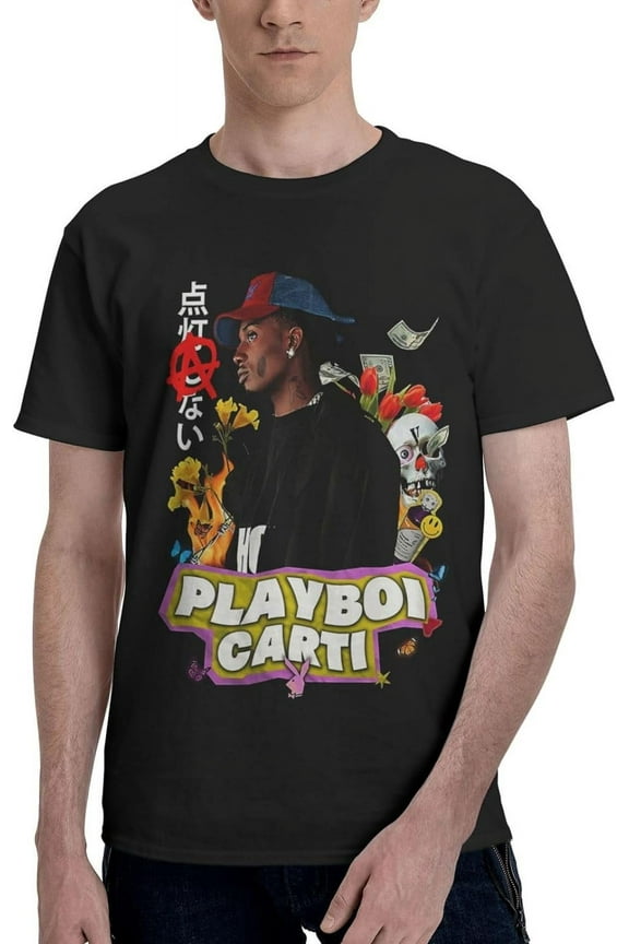Playboi Rappe Carti Mens Womens Hip Hop Rap Trap Rapper Streetwear Vintage Style T-Shirt Black