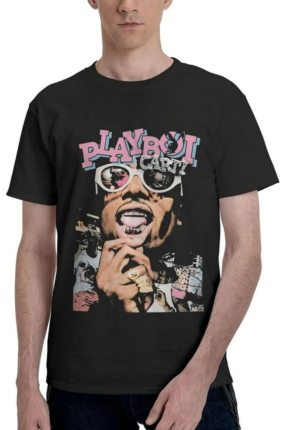Playboi Rappe Carti Mens Womens Hip Hop Rap Trap Rapper Streetwear Vintage Style T-Shirt Black