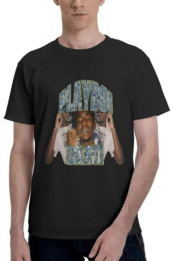 Playboi Rappe Carti Mens Womens Hip Hop Rap Trap Rapper Streetwear Vintage Style T-Shirt Black
