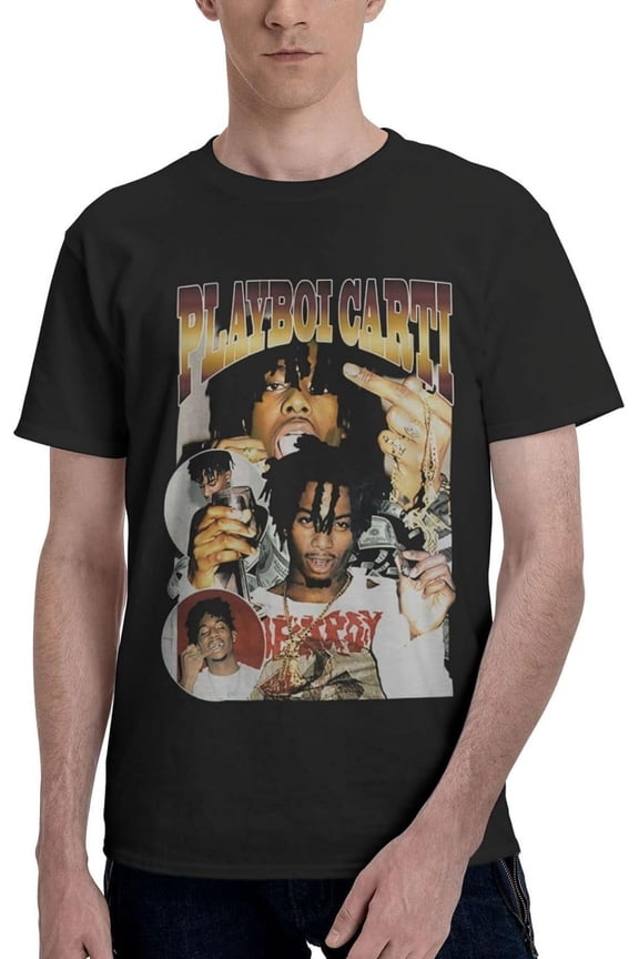 Playboi Rappe Carti Mens Womens Hip Hop Rap Trap Rapper Streetwear Vintage Style T-Shirt Black