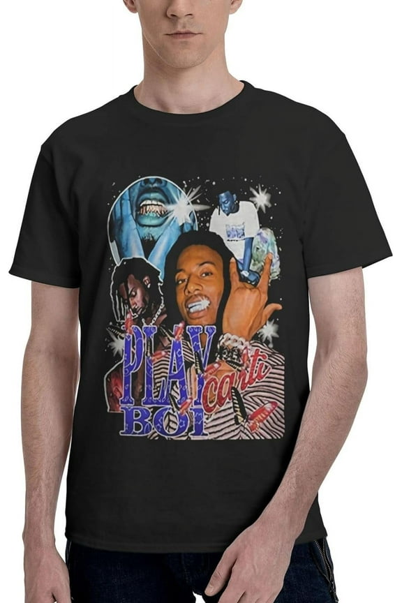 Playboi Rappe Carti Mens Womens Hip Hop Rap Trap Rapper Streetwear Vintage Style T-Shirt Black