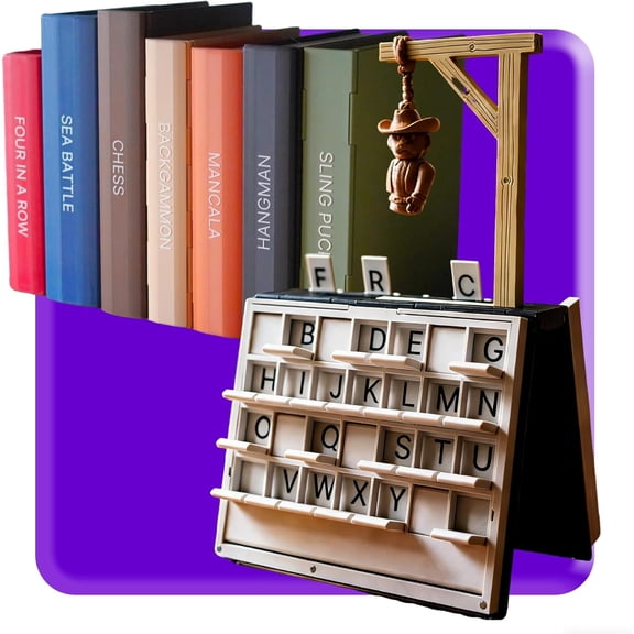 Playbook Board Game,3D Printed Hangman Game,Playbook'd Portable Books Design Board Games for Family Party,Travel Games (Hangman Game)