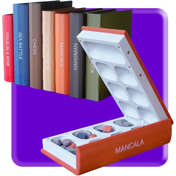 Playbook Board Game,3D Printed Mancala Game,Playbook'd Portable Books Design Board Games for Family Party,Travel Games