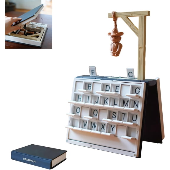 Playbook Board Game, PlayBook'd - Hangman Set for Adults, 3D Printed Magnetic Chess, Hangman, Four in a Row, Sea Battle, Backgammon, Mancala, Foldable Decorative Bookshelf Travel Game