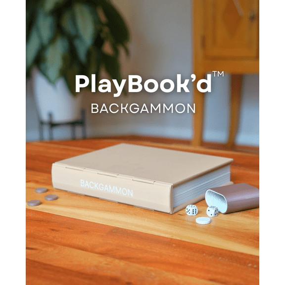 Playbookd Backgammon Game Book, Timeless Strategy Dice Game Disguised as a Book, Foldable Portable Board Game for Home & Travel