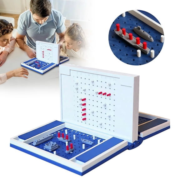 Playbook'd Hangman, Hangman Game Magnetic Cowboy 3D Printed, Playbook Board Game, Book Board Games, Chess, 4 in a Row, Sea Battle, Backgammon, Mancala, Decorative Bookshelf Strategy Game (Sea Battle)