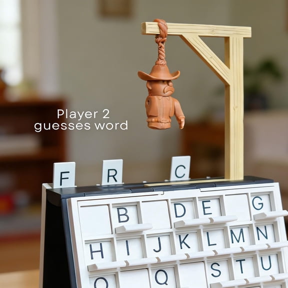 Playbook'd Hangman, Hangman Game Magnetic Cowboy 3D Printed Set, Playbook Board Game, Chess, Four in a Row, Sea Battle, Backgammon, Mancala, Portable Books Design Board Game for Adults