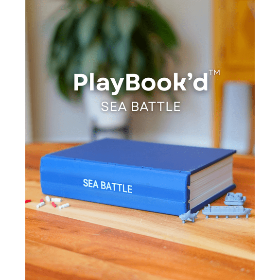 Playbookd Sea Battle Game Book, Classic Battleship Strategy Game Disguised as a Book, Foldable Two-Player Naval Game for Travel & Family Fun