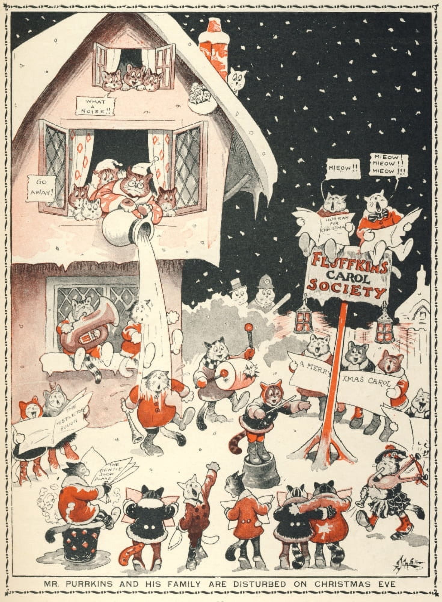 Playbox Annual 1918 Mr Purrkins & his family Canvas Art - Unknown (18 x 24)