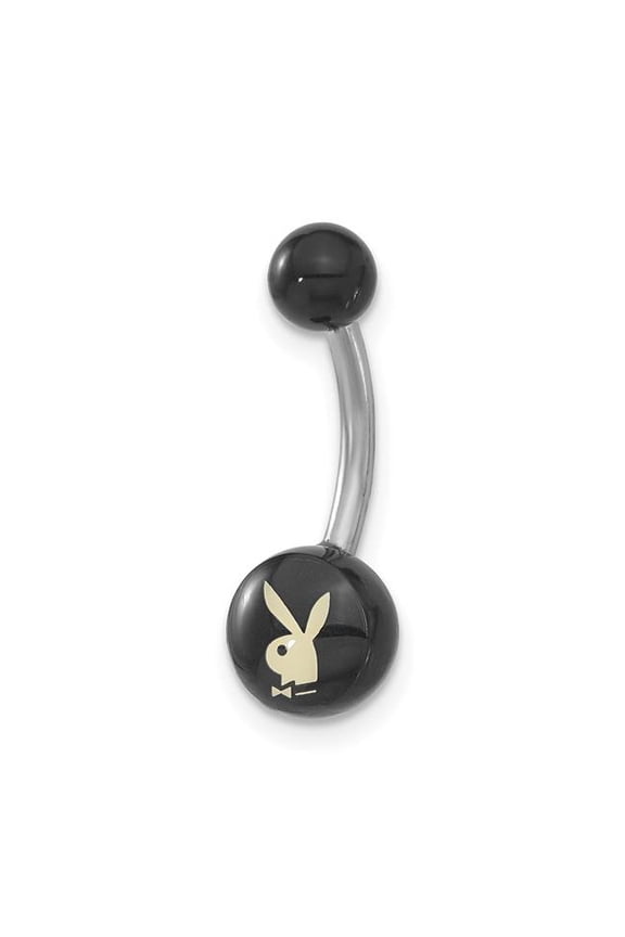 Playboy Black with White Bunny Belly Ring